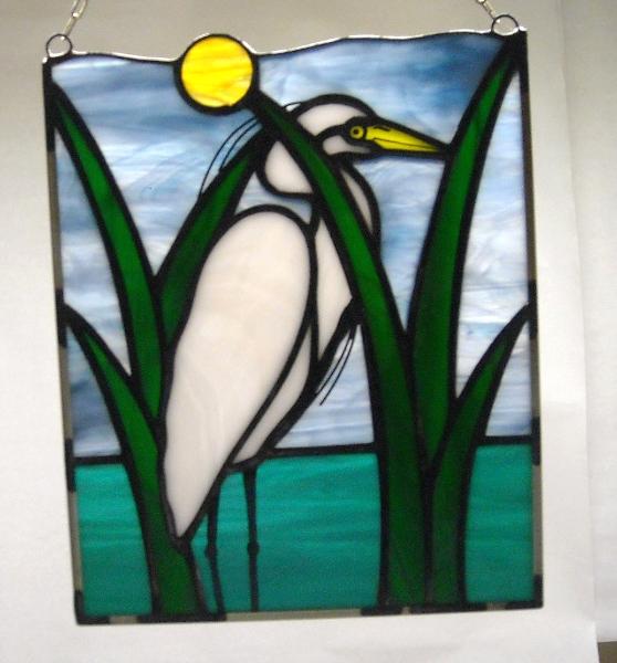Small Panel with White Egret