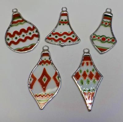 Victorian style hand painted Christmas ornaments - Wavy