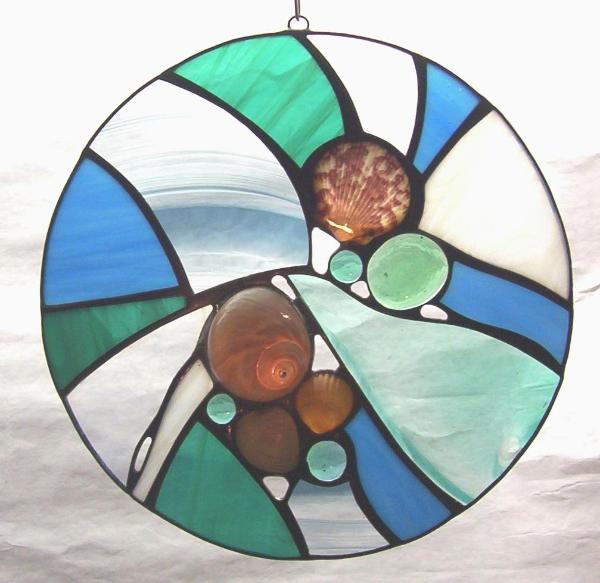 Abstract with Ocracoke Island Seashells ~ 11 Inch Round