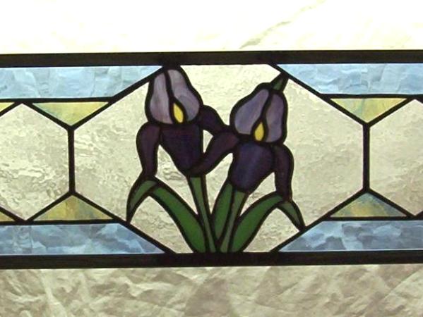 IRIS FLOWERS W/ GEOMETRIC BACKGROUND