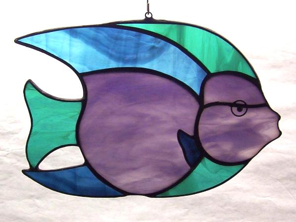 Queen Angel Fish Suncatcher Green Heron Glass Studio Stained Glass