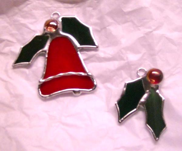 Bell & Holly Ornament Pair