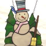 Stained Glass Snowman Window Art