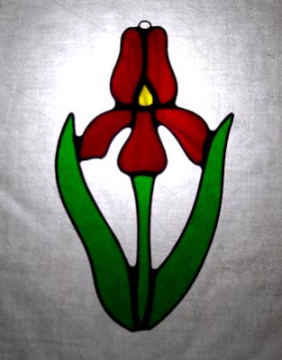 Red Iris Flower Sun Catcher