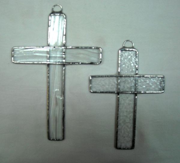 Pair of Large Crosses Clear Textured