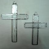 Pair of Large Crosses Clear Textured