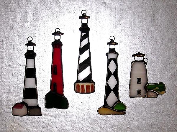 Set of OBX Lighthouses 5 Ornaments