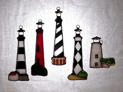 Set of OBX Lighthouses 5 Ornaments
